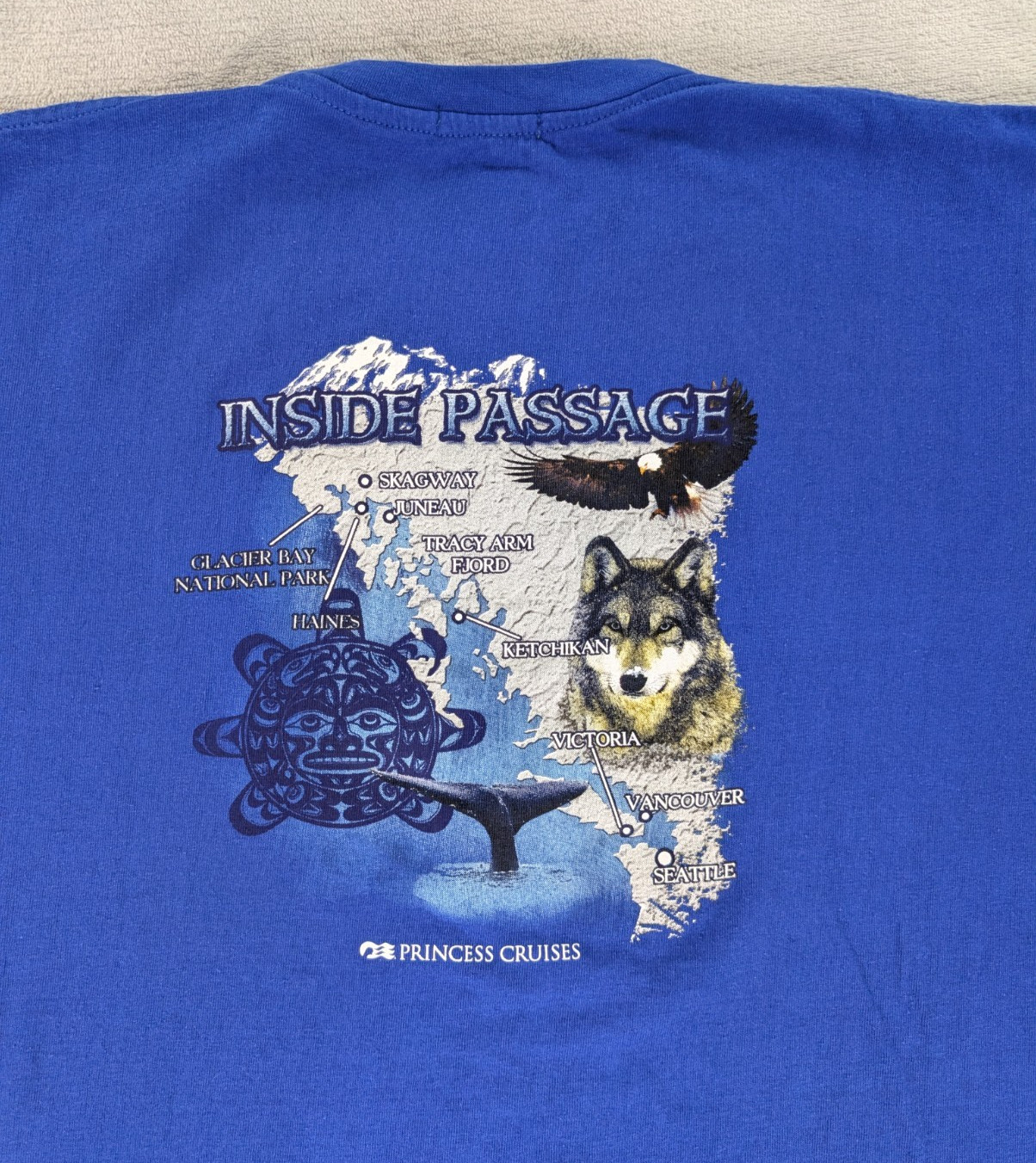 Princess Cruises T Shirt Inside Passage Blue Short Sleeve Men Medium