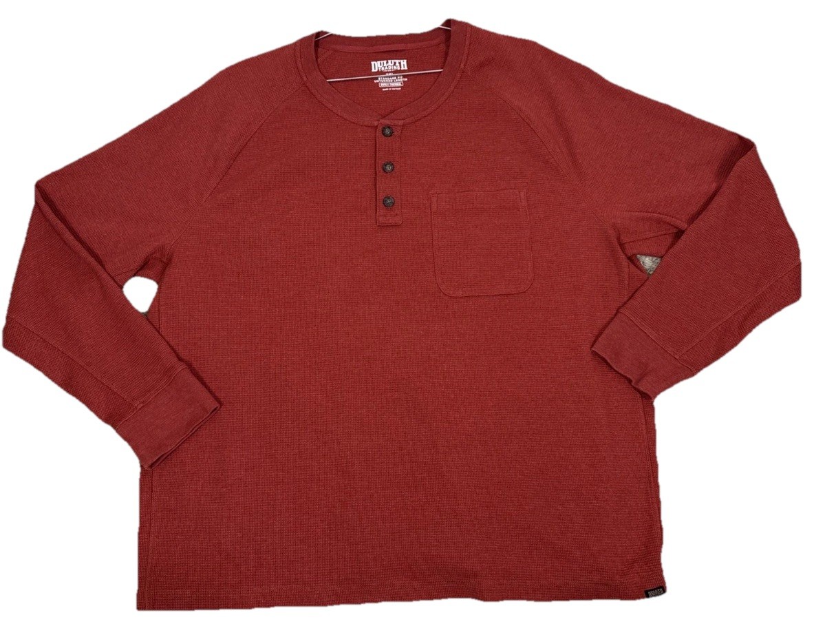Duluth Trading Co Burly Thermal Shirt Standard Fit Untucked Length Mens 3XL Rust