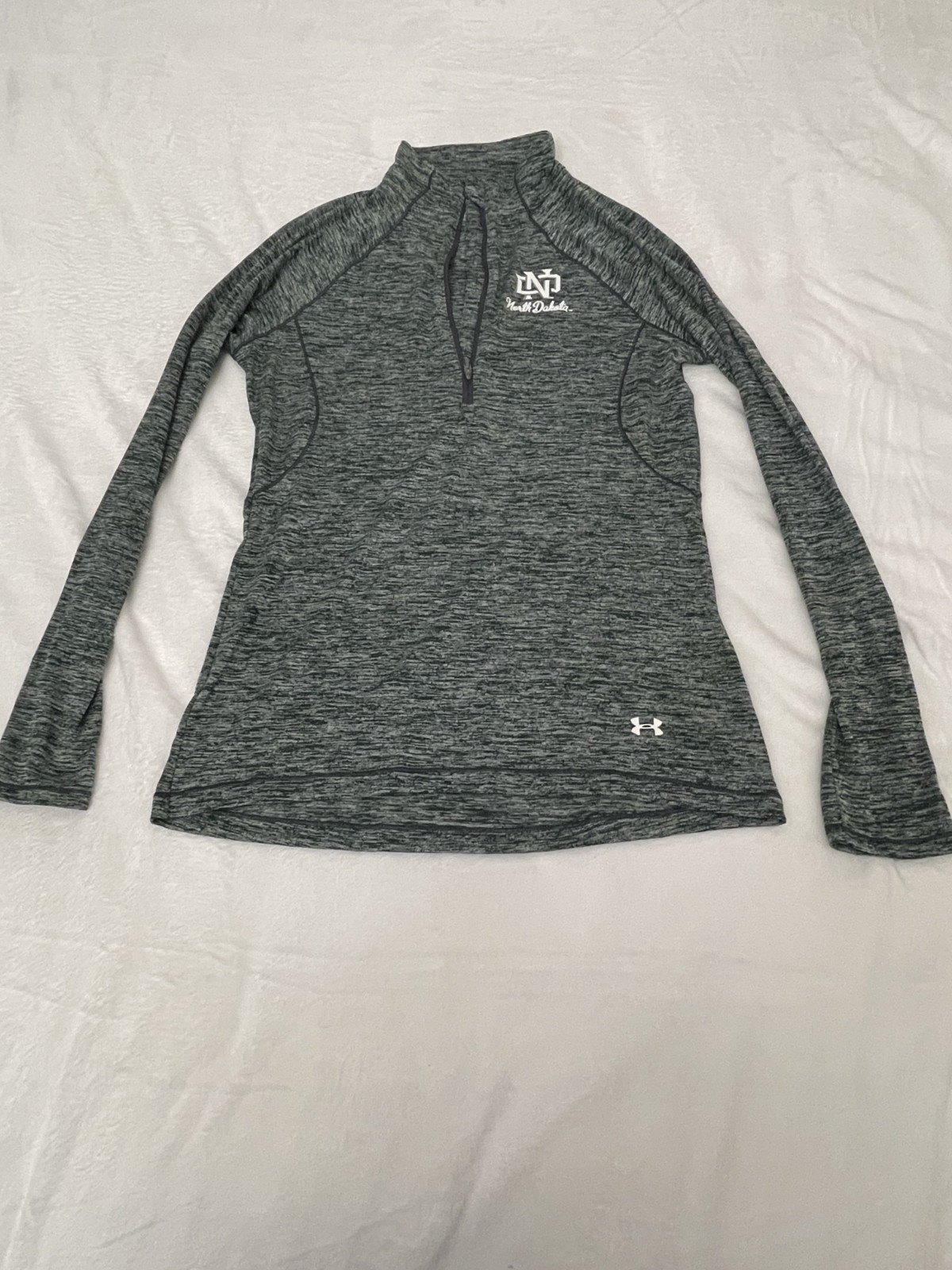 Under Armour Men Long Sleeve Semi-Fitted Heat Gear Size Medium Grey Green
