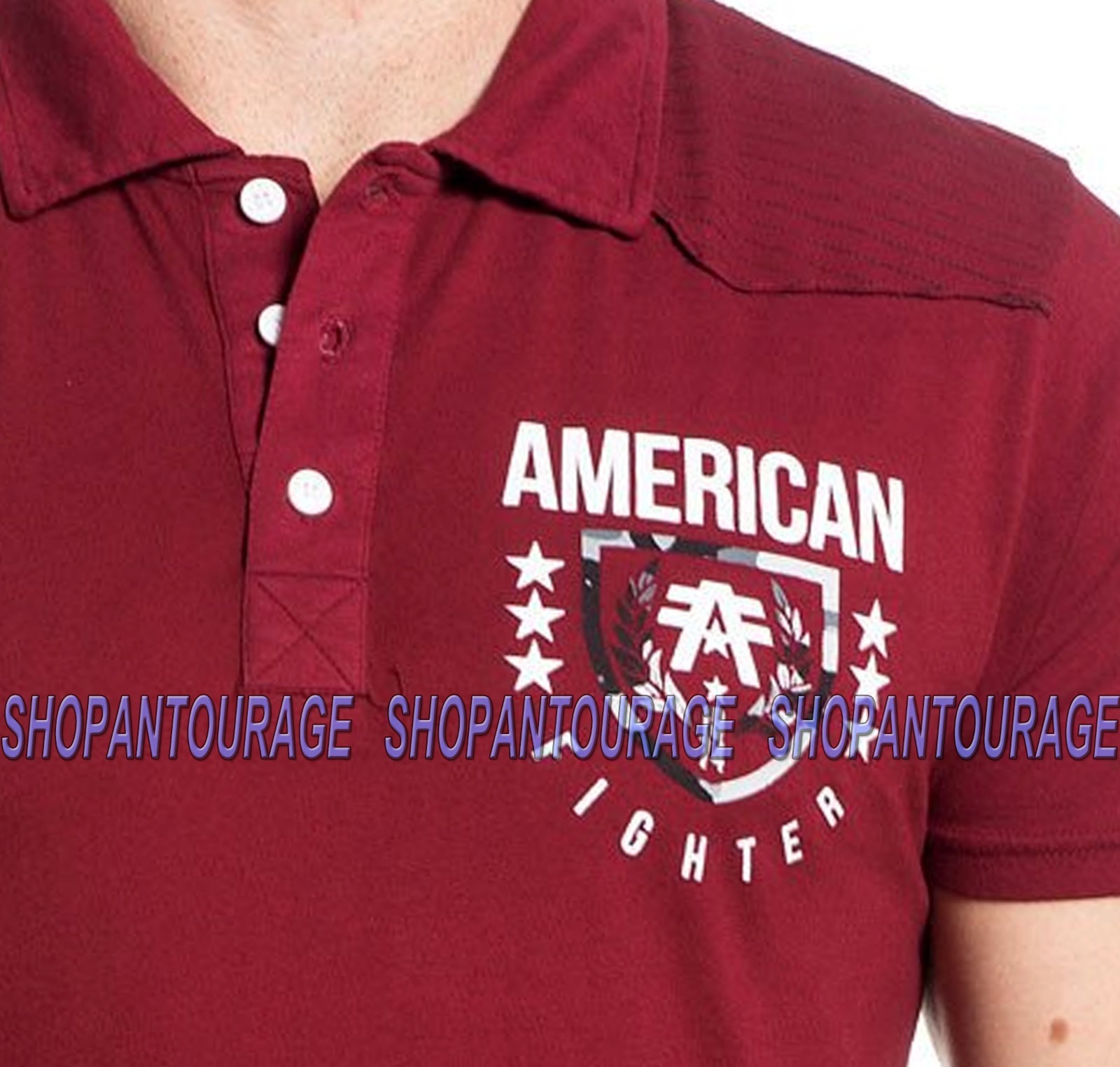 American Fighter Lander FM4642 Men`s Graphic Fashion Red Polo Top By Affliction