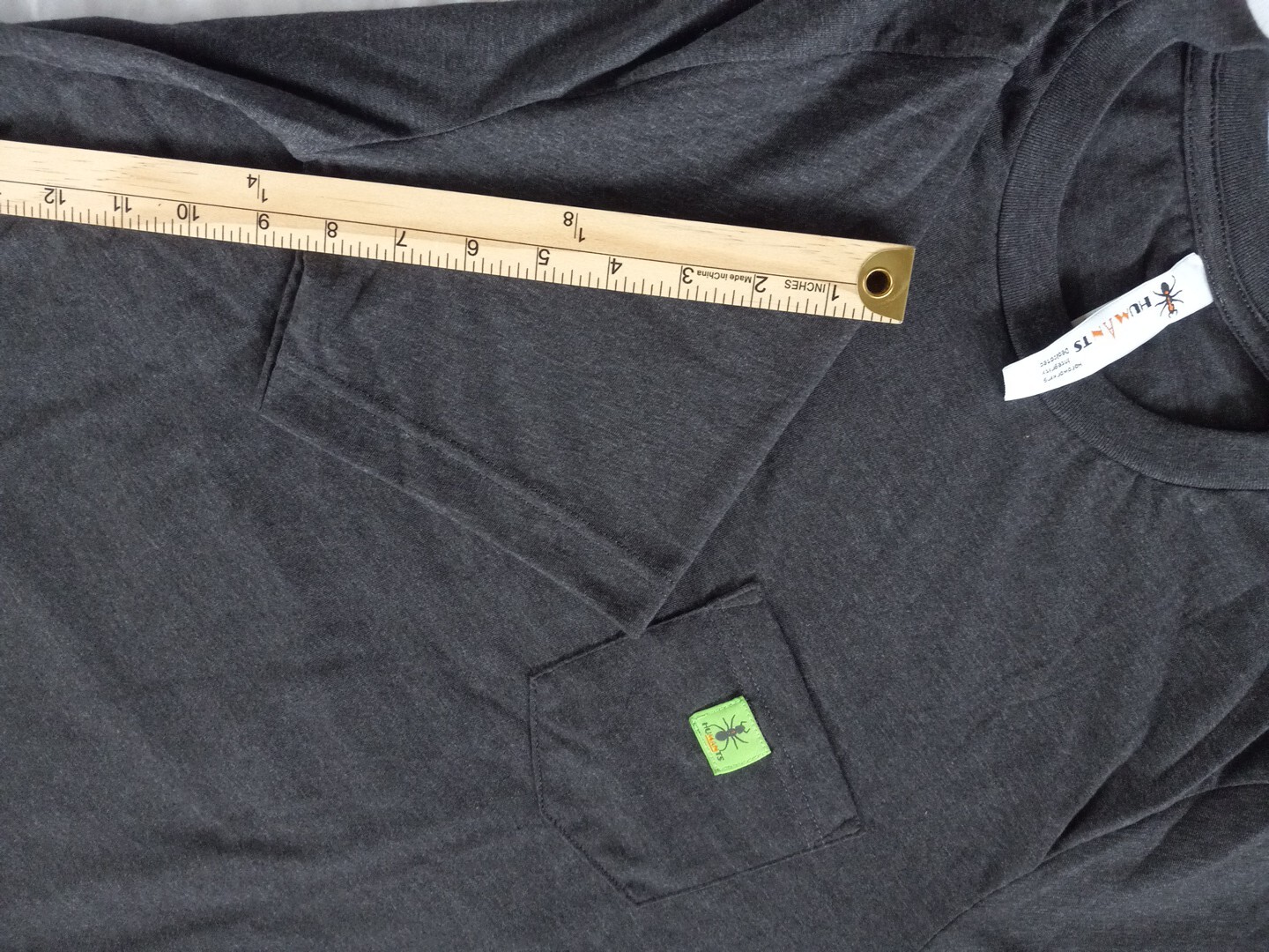 Humants Men’s Large Workwear /Outdoor Jersey Pocket Tee Dark Gray heather Cotton