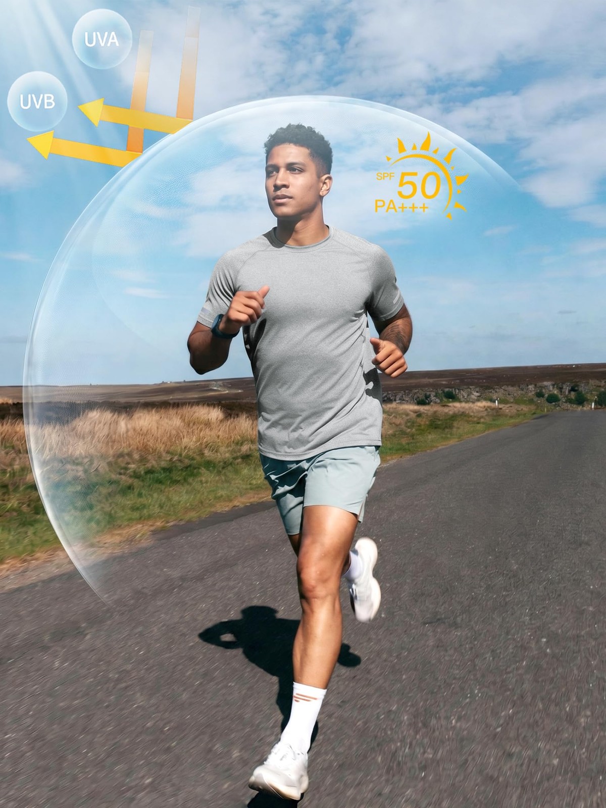 Workout Shirts for Men Sun Protection Dry Fit Moisture Wicking UV Athletic Te…