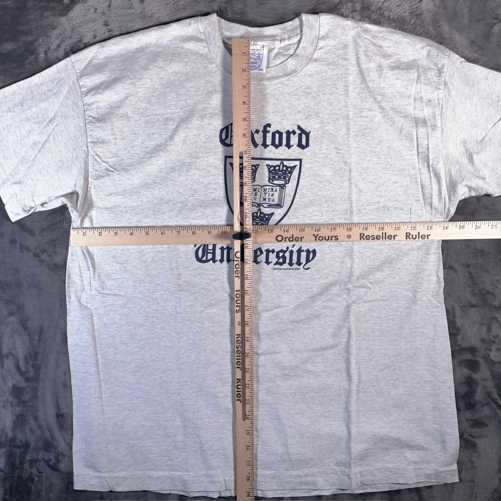 Vintage Oxford University Shirt Men’s XXL Gray Single Stitch Campus Logo 90s