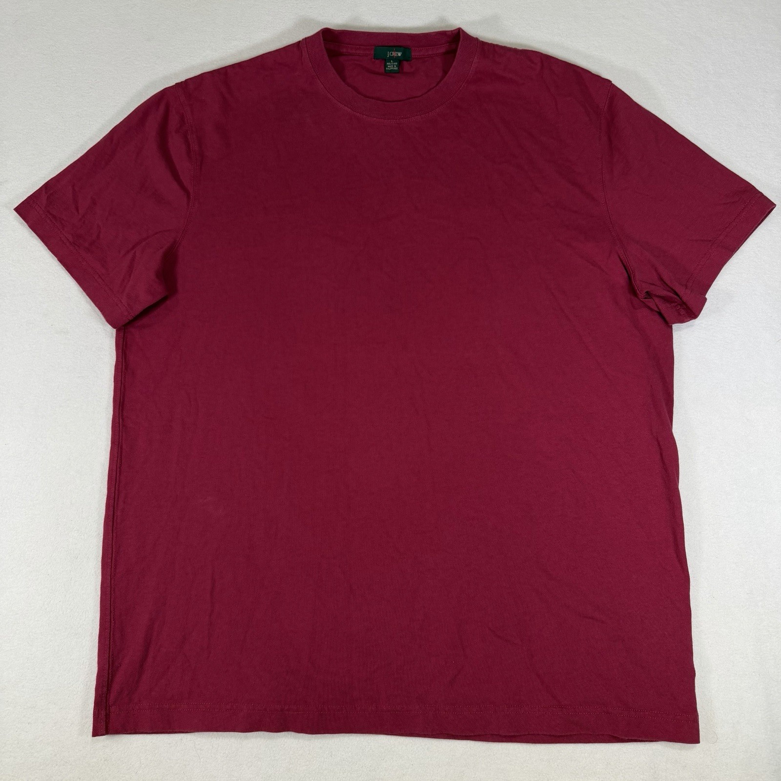 J.Crew Shirt Men Large Red Relaxed Fit Oarsman Essential Tee Basic Solid