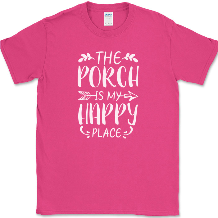 The Porch Is My Happy Place T-Shirt Funny Outdoor Swing Relax Gift Tee