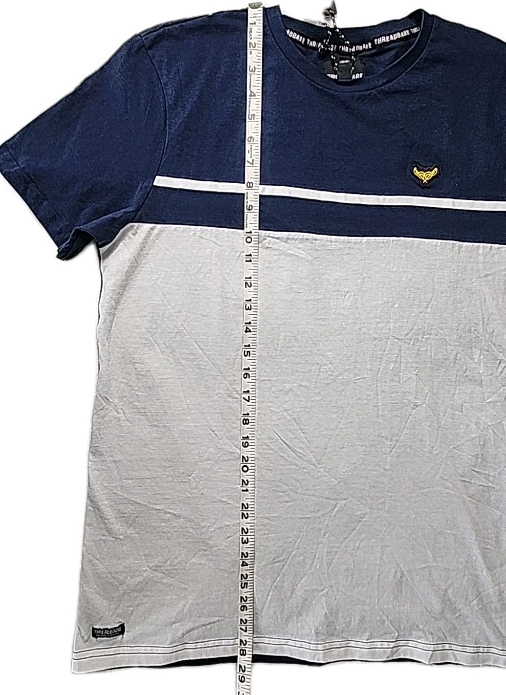 New THREADBARE Men’s Large “Ralphie Tee” Navy White Colorblock S/S Logos NWT