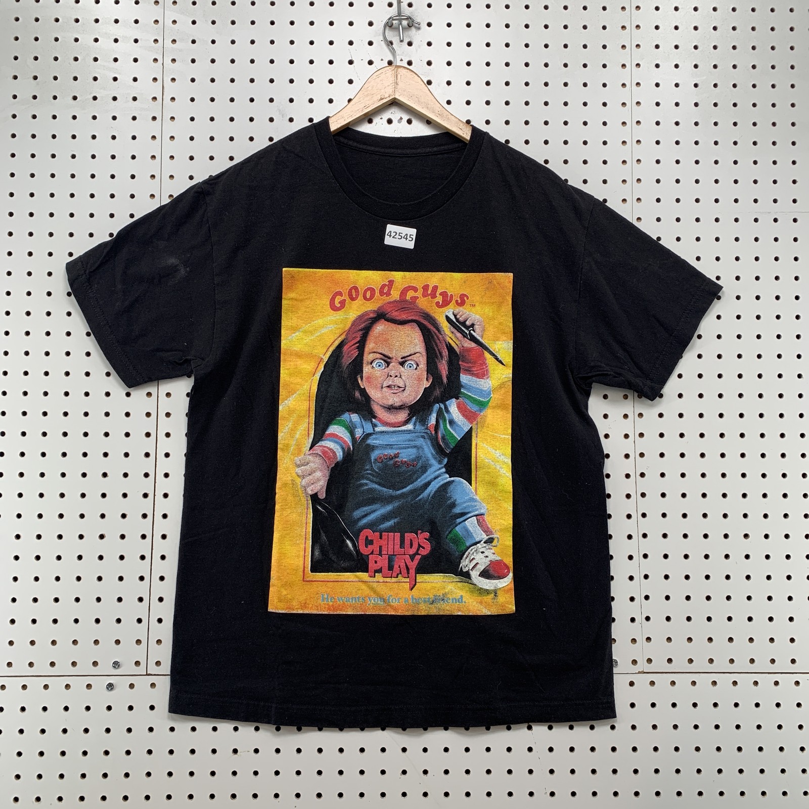 Chucky Childs Play Mens Black Shirt Size XL Chucky Movie Short Sleeve
