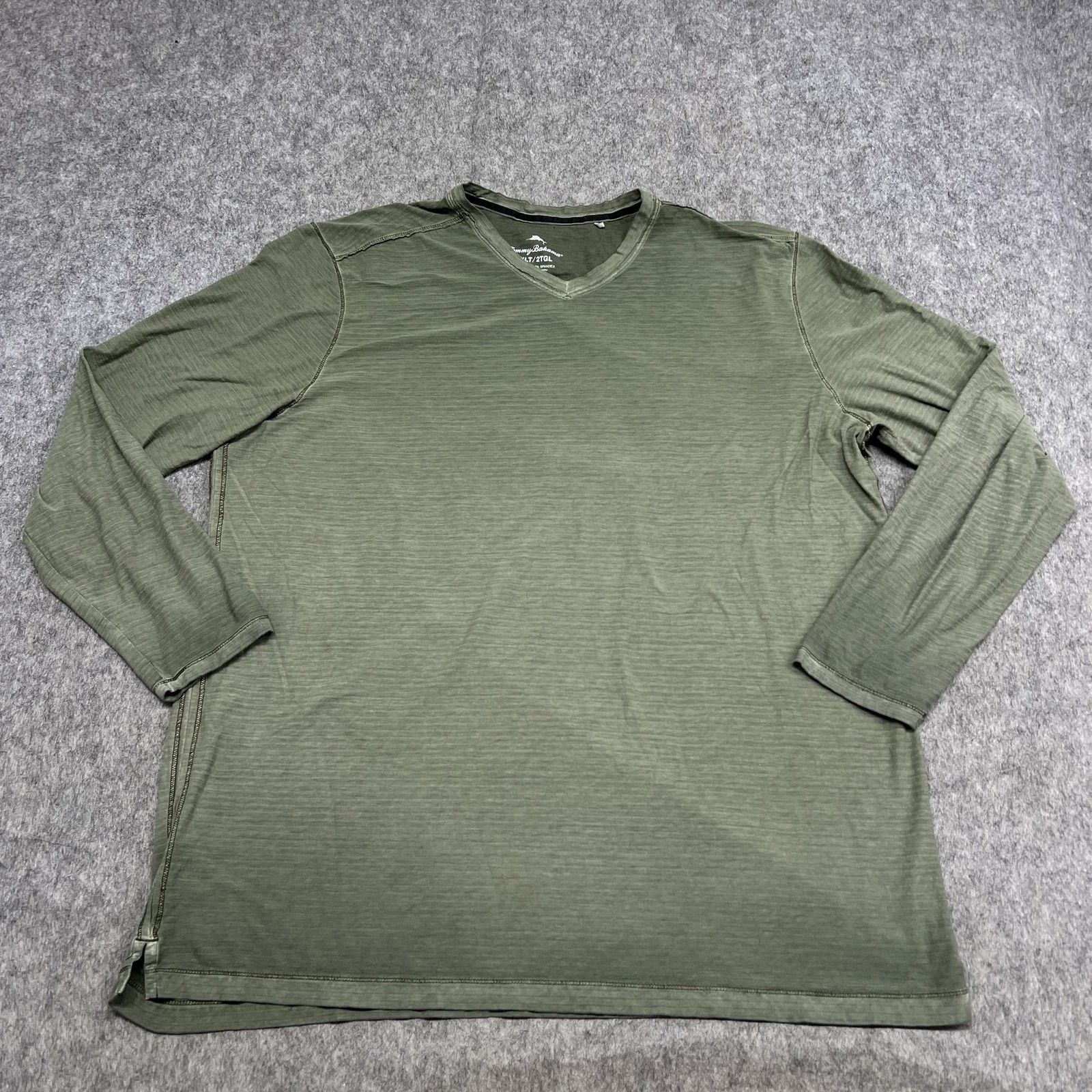 Tommy Bahama Shirt Mens 2XLT Green Long Sleeve V Neck Stretch Tee Big & Tall