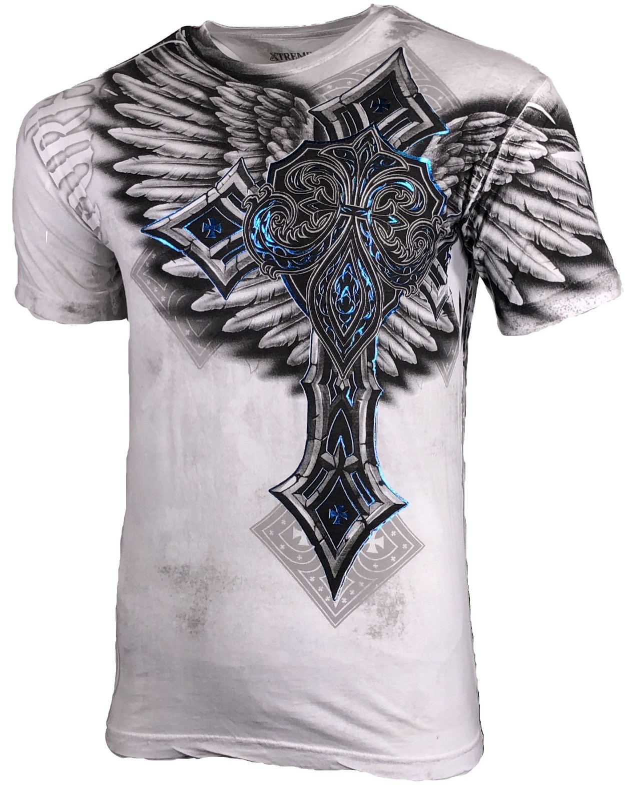 Xtreme Couture by Affliction Men’s T-Shirt LAST BLOW White Biker Wings MMA