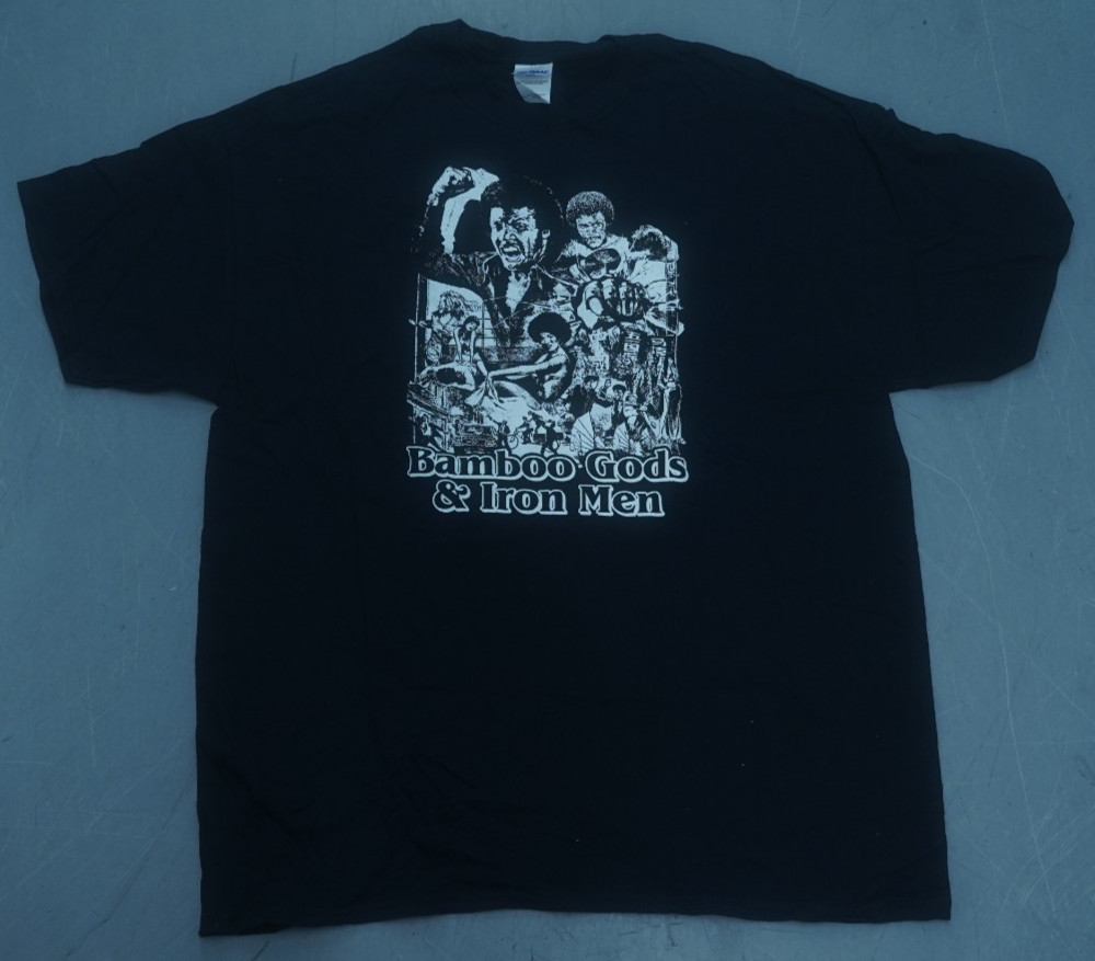 BAMBOO GODS & IRON MEN 1974 Blaxploitation Film Movie T-Shirt Black Size XL