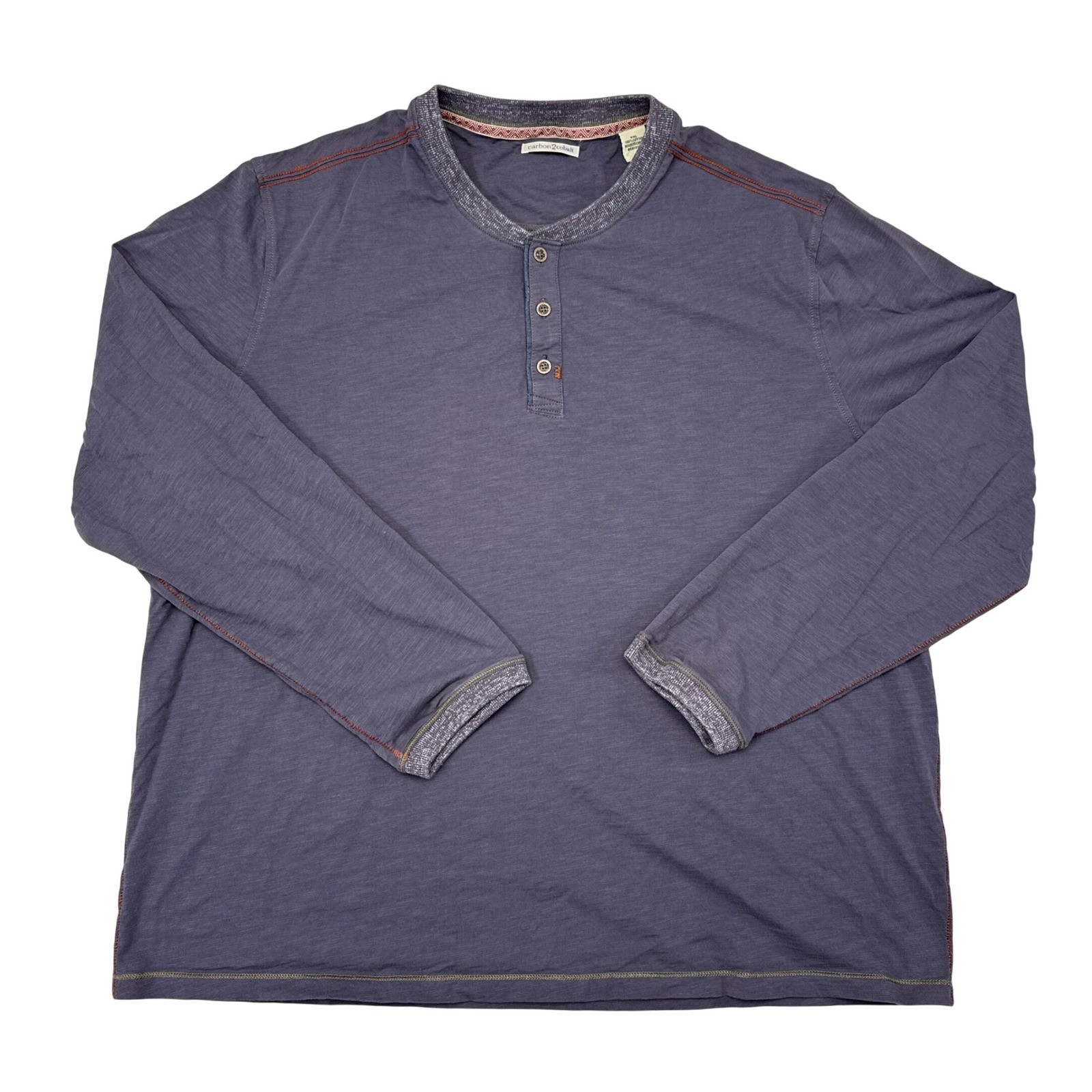 Carbon2Cobalt Henley Shirt Mens Size XXL Gray Long Sleeve Casual Menswear