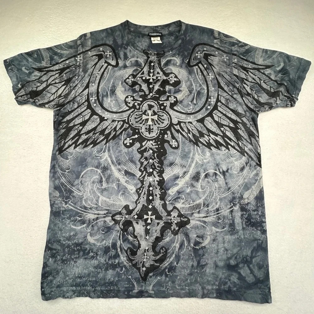 Four Seasons Y2K VINTAGE NWOT Medium Cross Wings T-shirt Affliction style