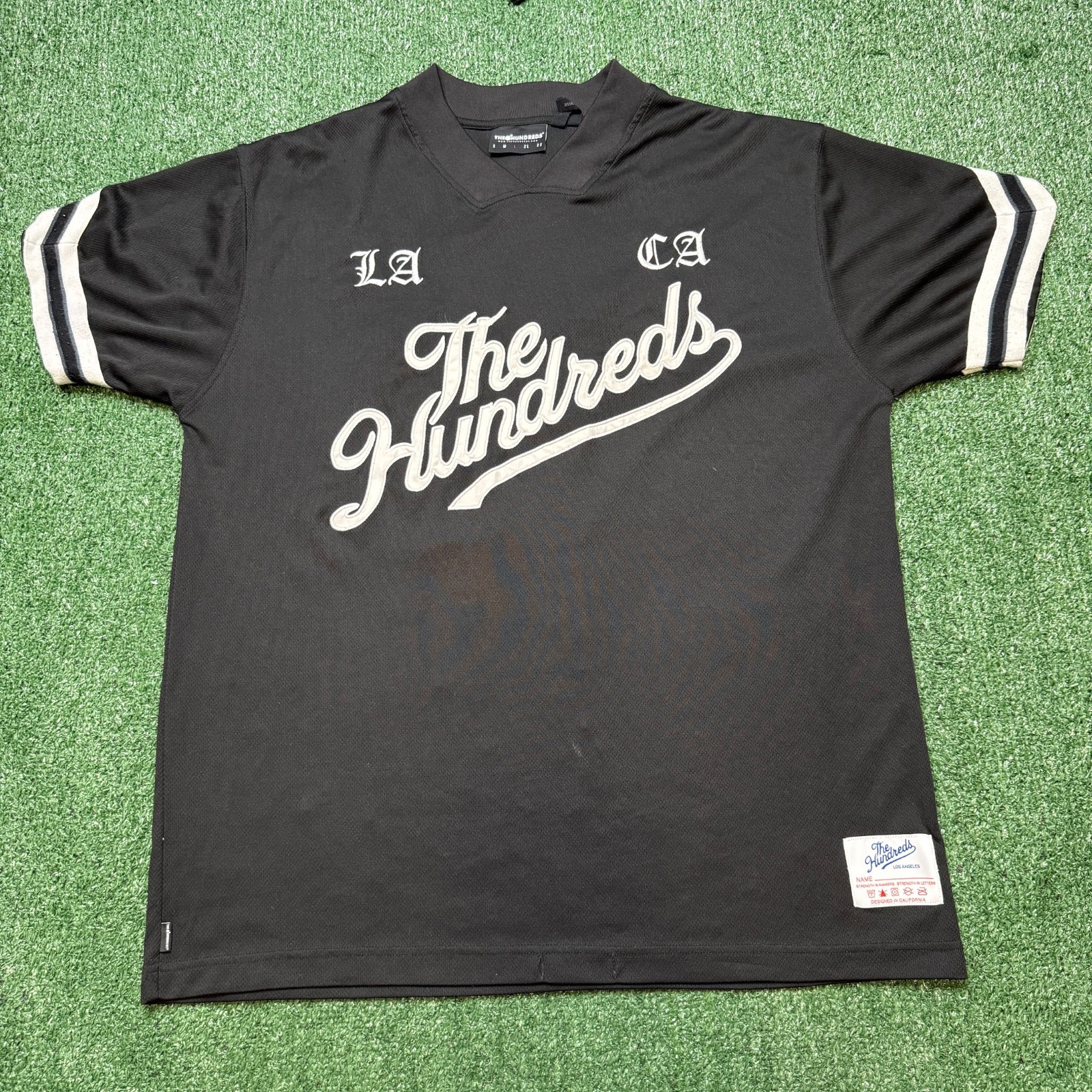 The Hundreds Football Jersey Men’s Size L Black Short Sleeve Streetwear Tee