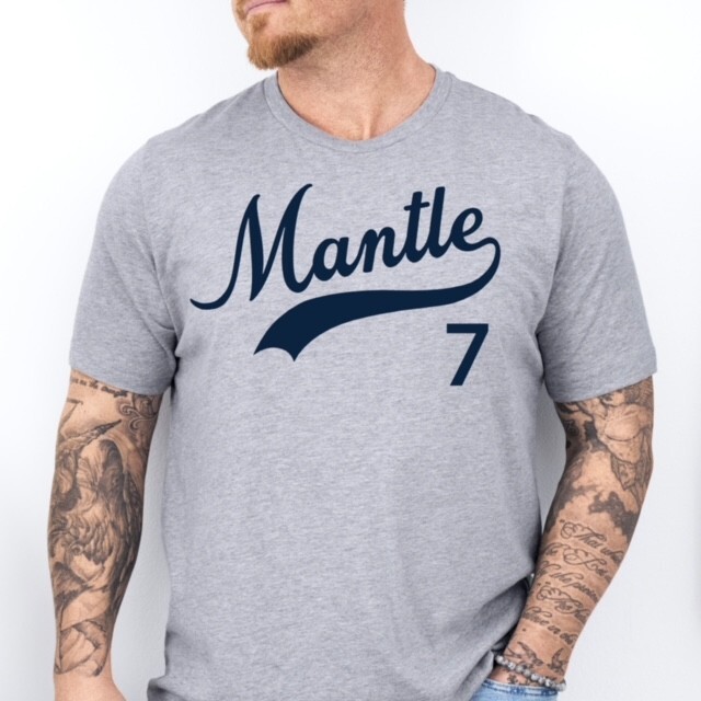 MANTLE 7 | New York Baseball HOF themed Soft Ring Spun Pre-Shrunk Cotton T-Shirt