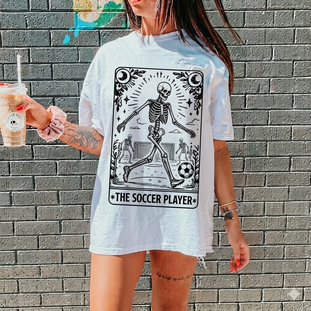 The Soccer Player Tarot Card Trendy Skeleton Birthday Gift For Soccer Fan T-Shir