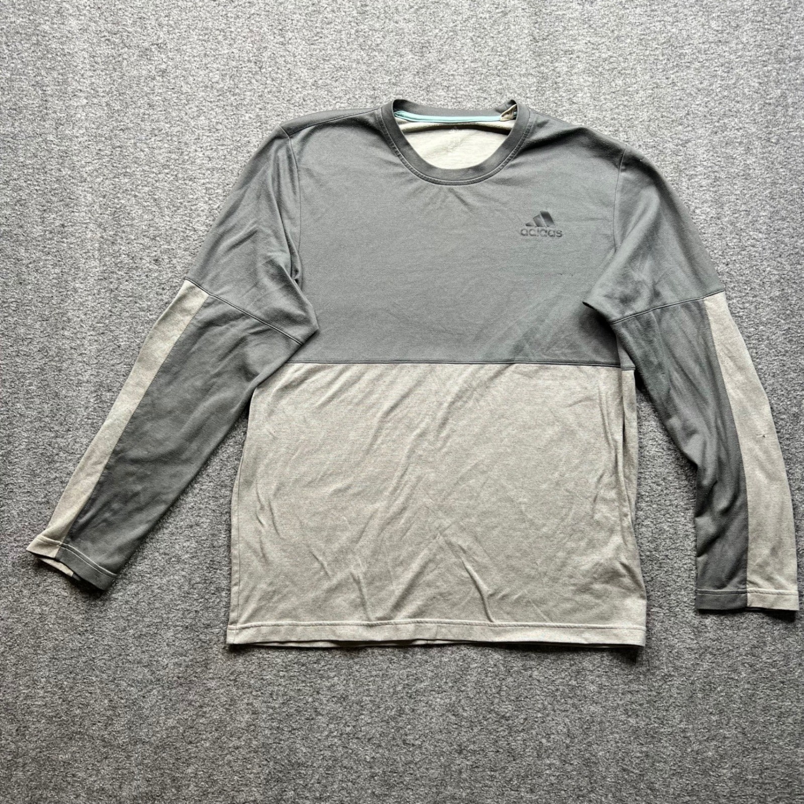 Adidas Shirt Mens Large Gray Climalite Two Tone Long Sleeve Athletic Tee L