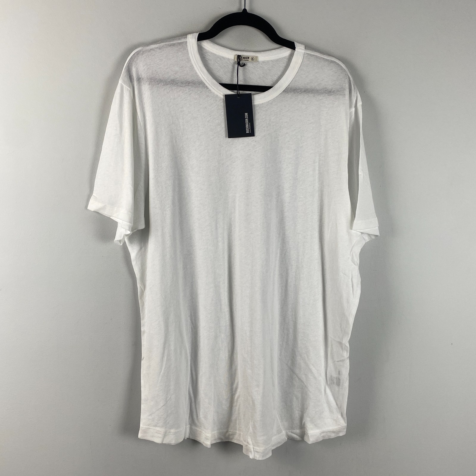 Buck Mason Costa Curved Hem T Shirt Mens XL White Short Sleeve Cotton Crew