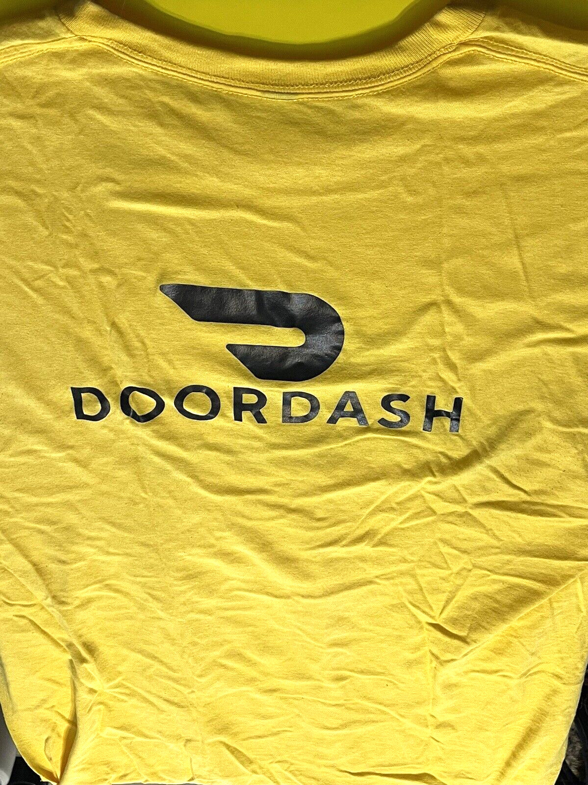 DoorDash Front & Back Food Delivery Driver YELLOW Short Sleeve 2XL Shirt *RARE*