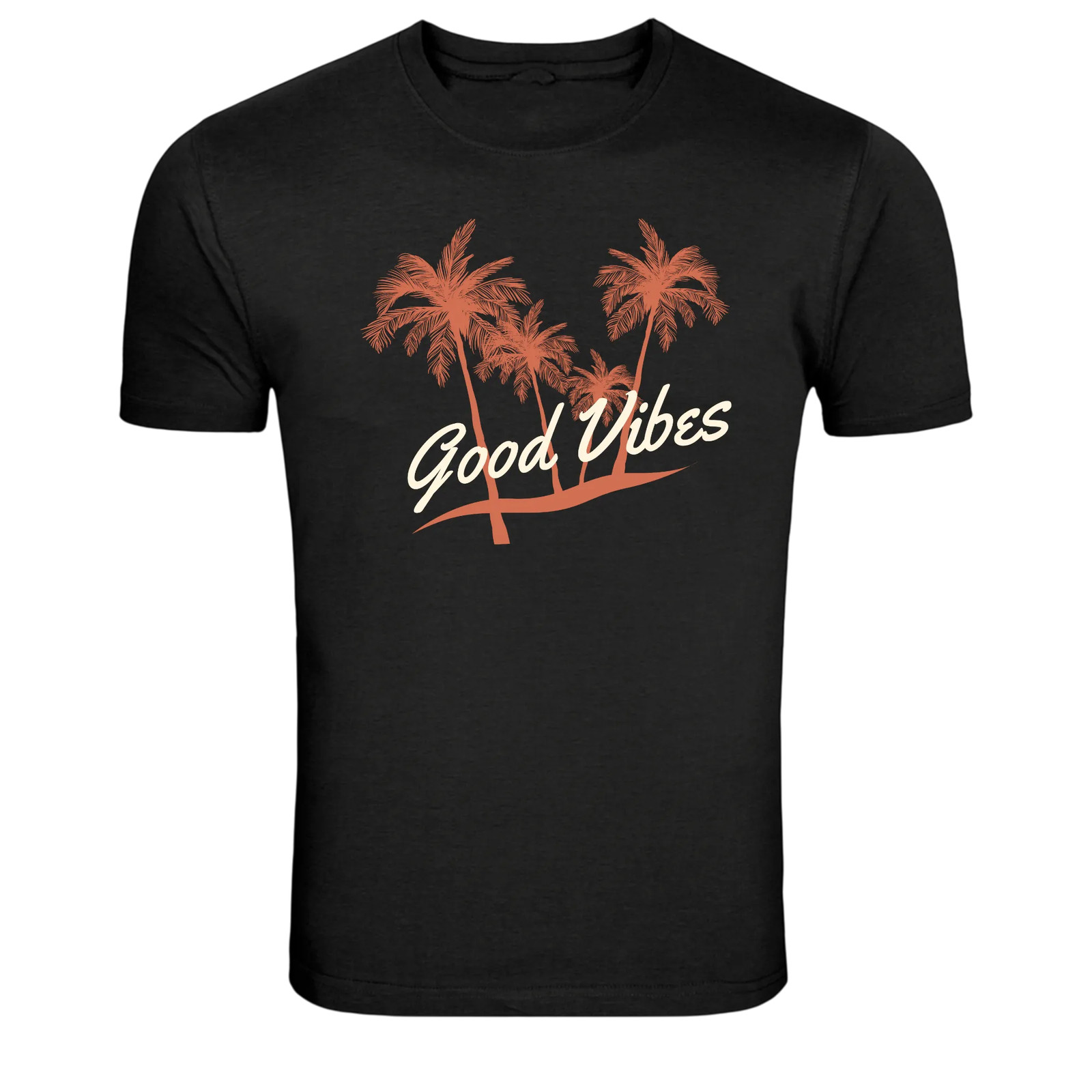 Good Vibes Tropical Palm Trees Beach Summer Graphic T-Shirt