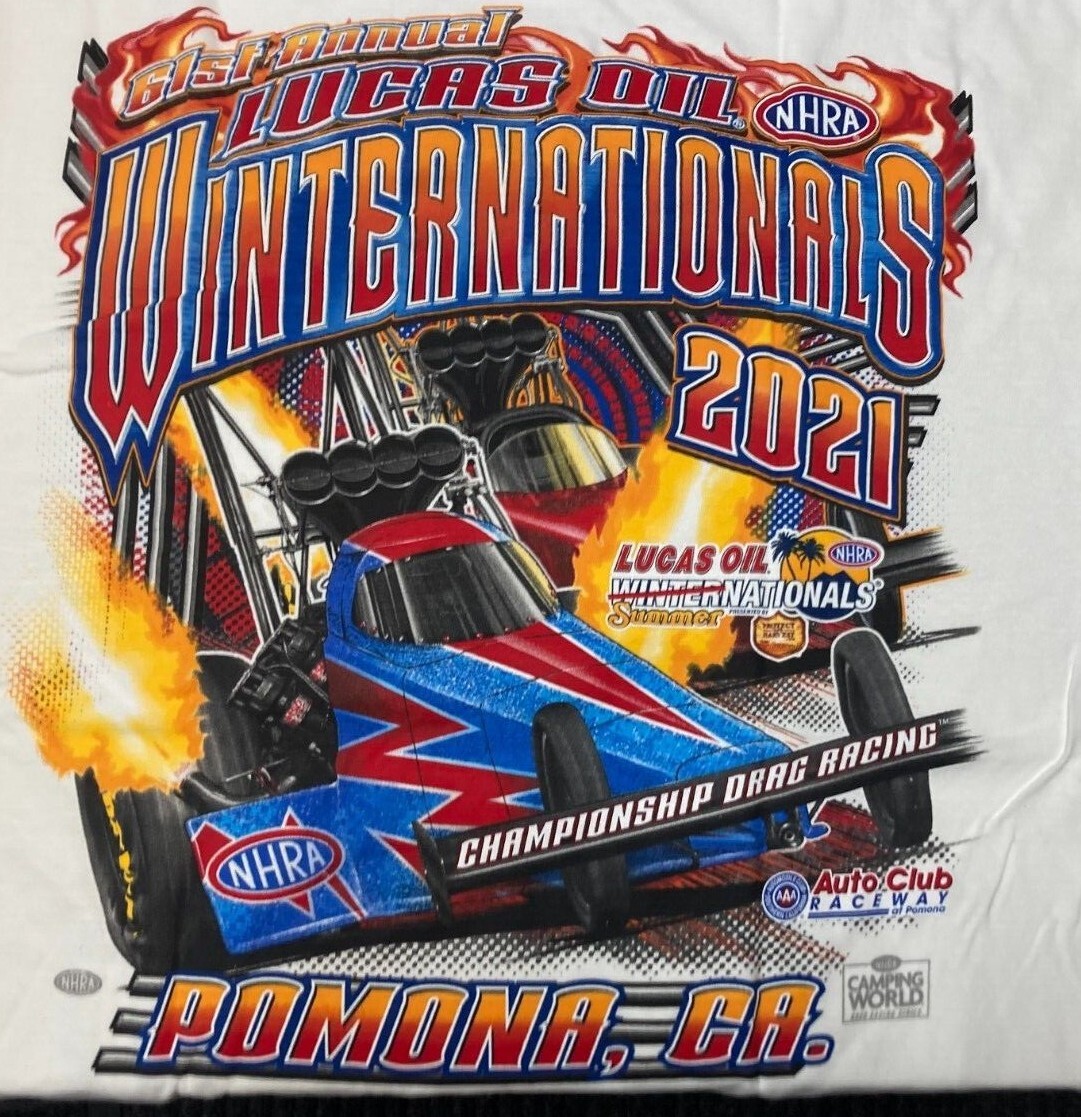 NHRA 2021 Lucas Oil Summer Nats Pomona (014) Cotton T-shirt. PLUS *FREE* HAT!