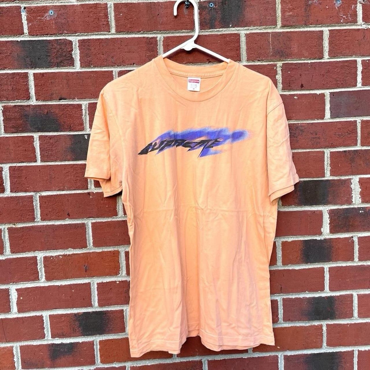 Supreme Shirt Mens Medium Peach Orange Crew Neck Wind Tee SS21 Skater Streetwear