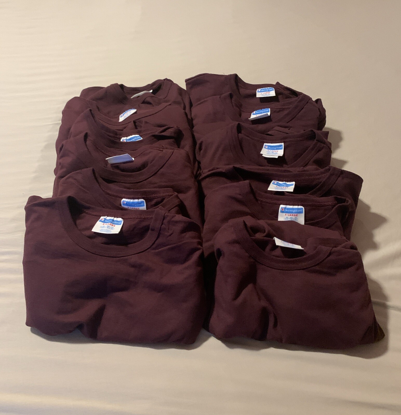 VTG Champion Maroon Plum Heavy Weight Cotton TShirt EXTRA LARGE Unisex Lot Of 12