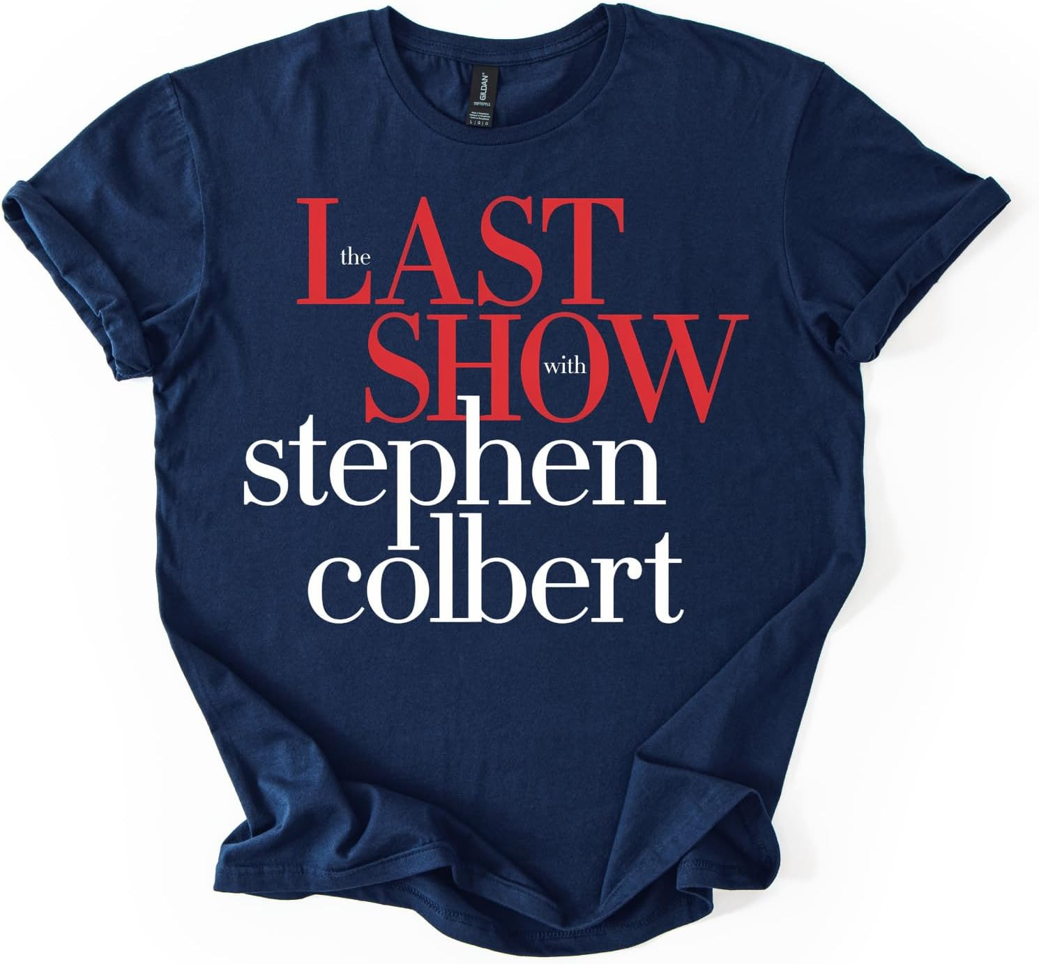 Stephen Colbert The Last Show T-Shirt Late Show Tribute Graphic Tee Navy Blue
