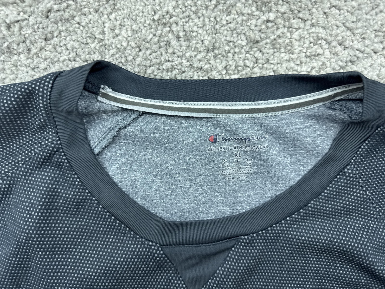 Champion Shirt Mens XL Black Geometric Tagless Polyester Jersey Breathable