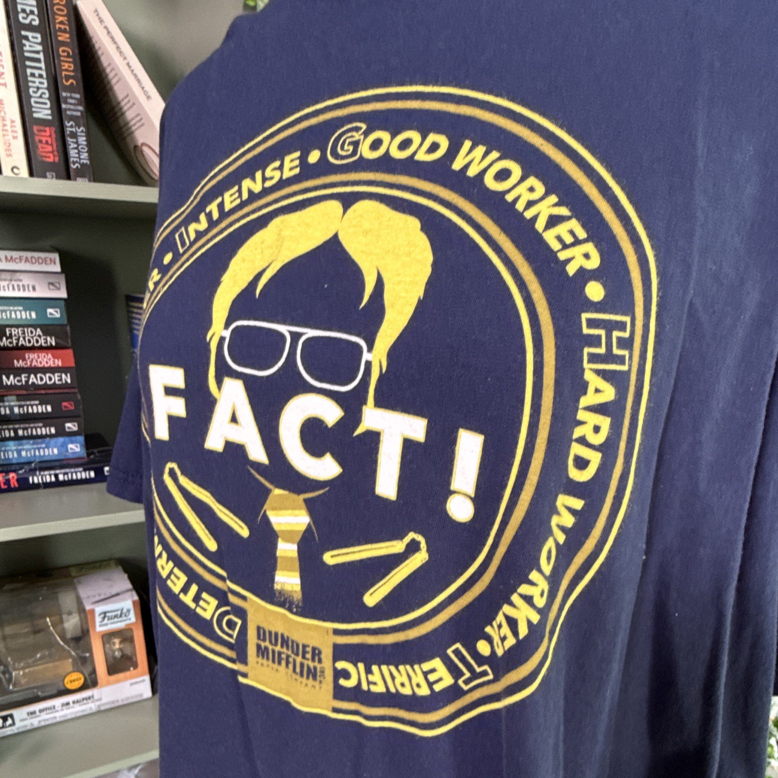 Funko The Office Dwight Schrute “FACT!” Blue Graphic Cotton Crew Neck Tee XL