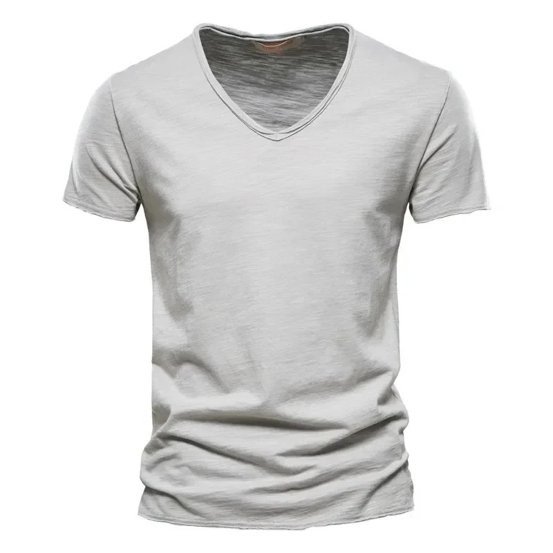 Men’s 100% Cotton V-Neck Short Sleeve T-Shirt Thin Casual Tee S-5XL
