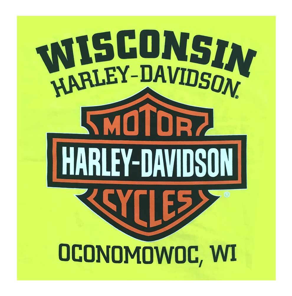Harley-Davidson Men’s Elongated Bar & Shield Safety Green T-Shirt. 30291737