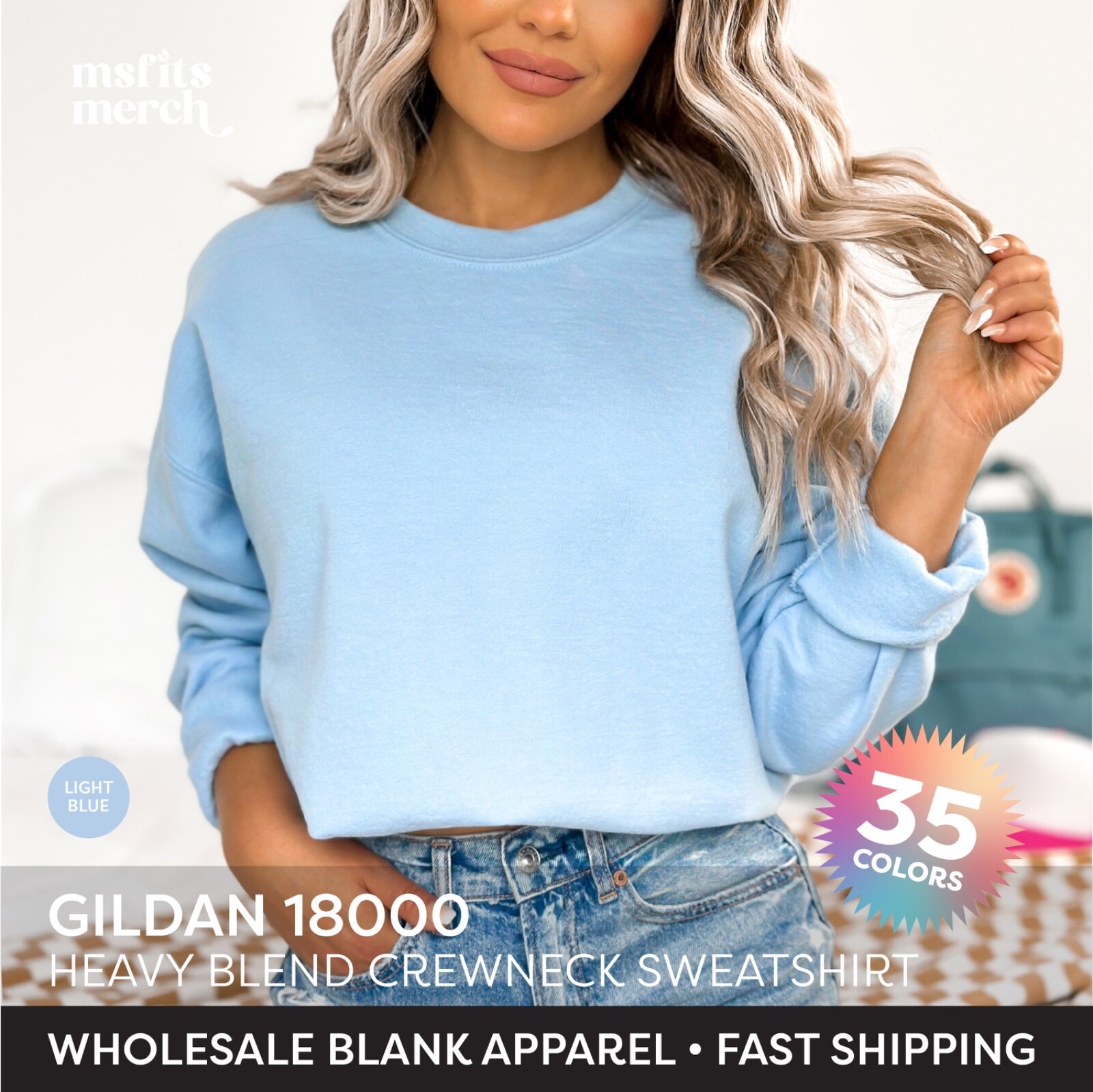 🔥Gildan Heavy Blend Sweatshirt Plain Crewneck Long Sleeve Blank Sweatshirt G180