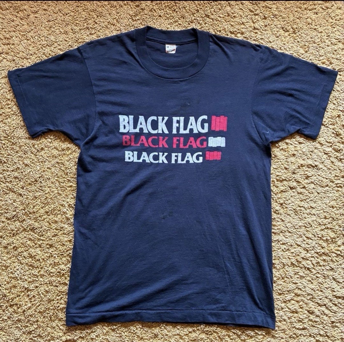 Black Flag Vintage 80s 90s Screen Stars Band T-Shirt Size M Navy USA