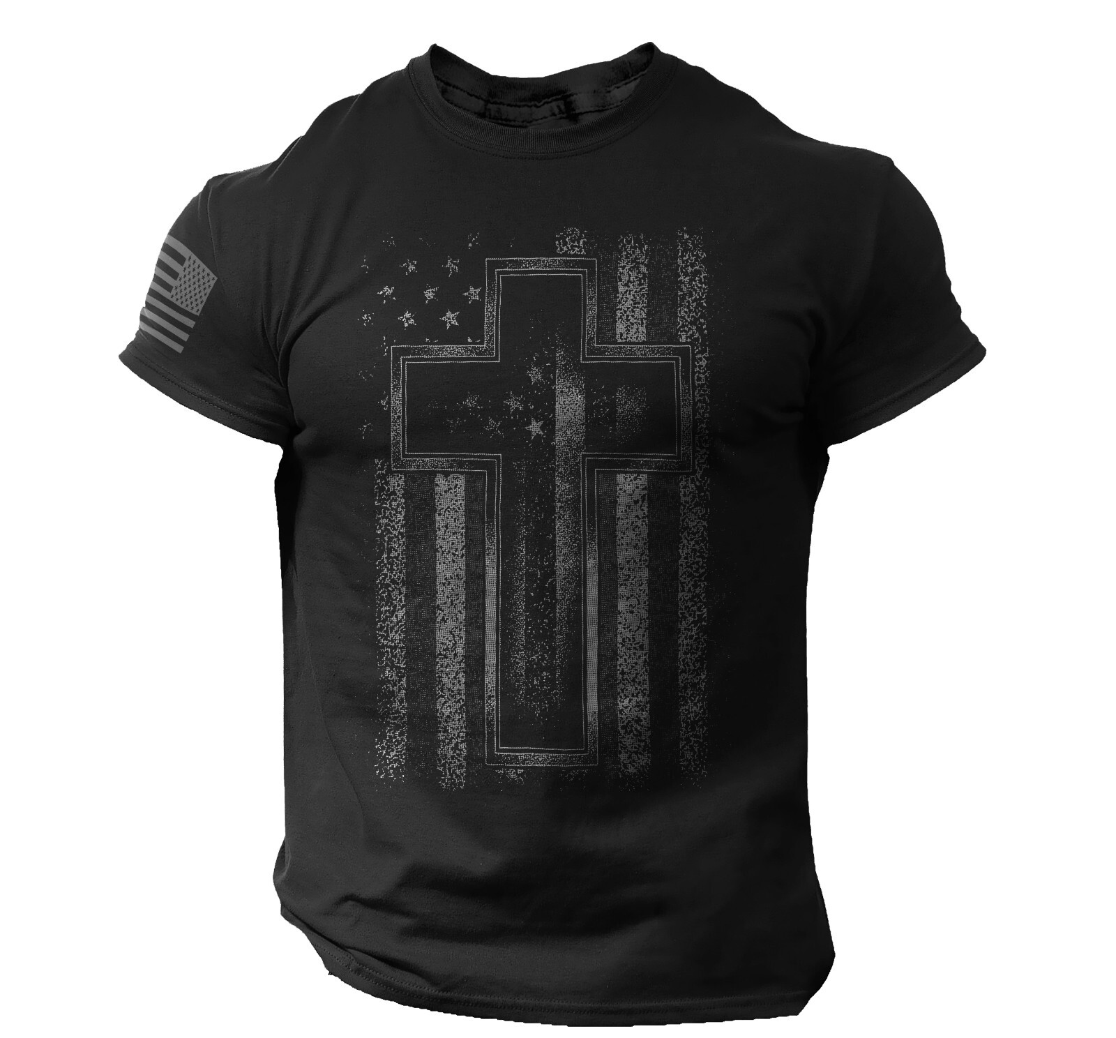 Christian Cross T-Shirt – American Flag Design, Faith-Based Patriotic Tee for Me