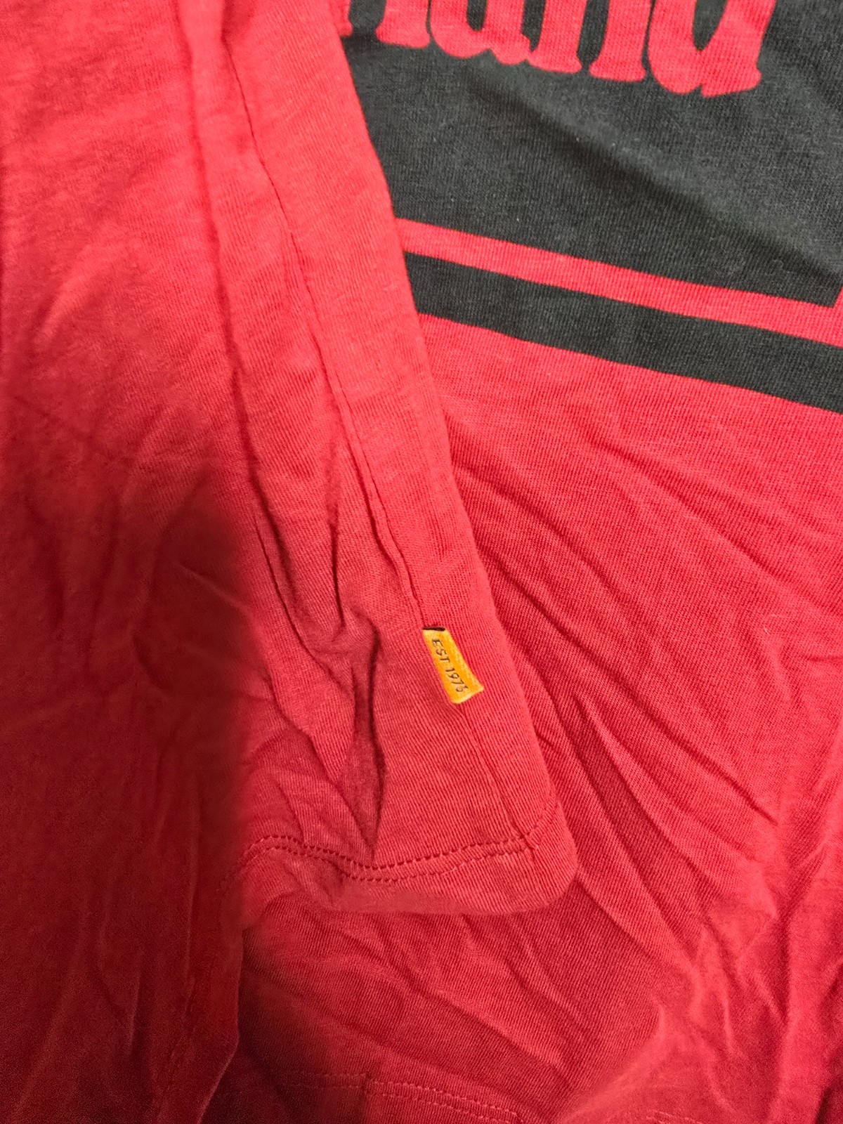 Timberland Mens Red Stack Graphic Logo Regular Fit Long Sleeve T-Shirt Size L