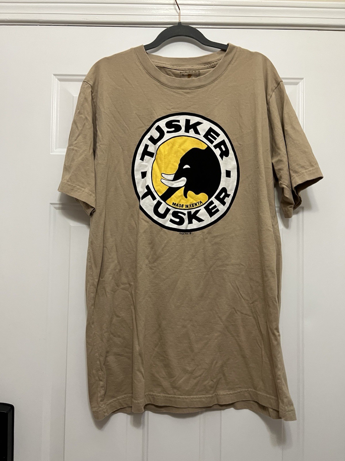 Tinga Tinga Tusker Tusker Graphic Tee Size XL Made In Kenya Tan Shirt Elephant