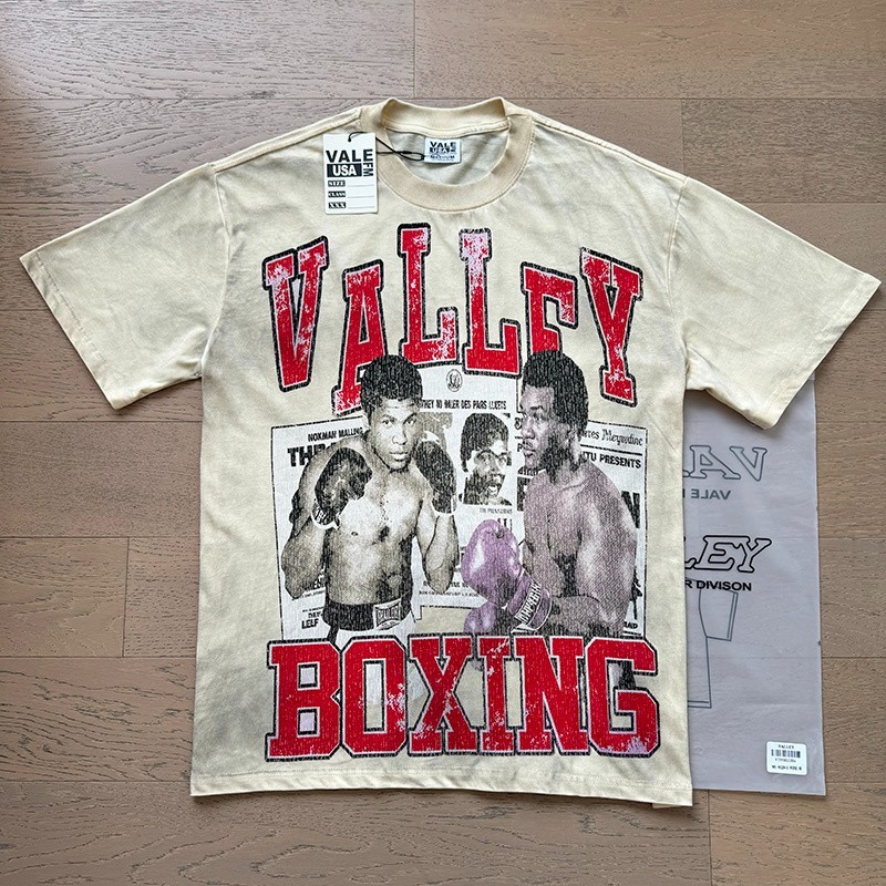 Vale Forever Heaven TEE Two people boxing print wash Style Mens T-shirt