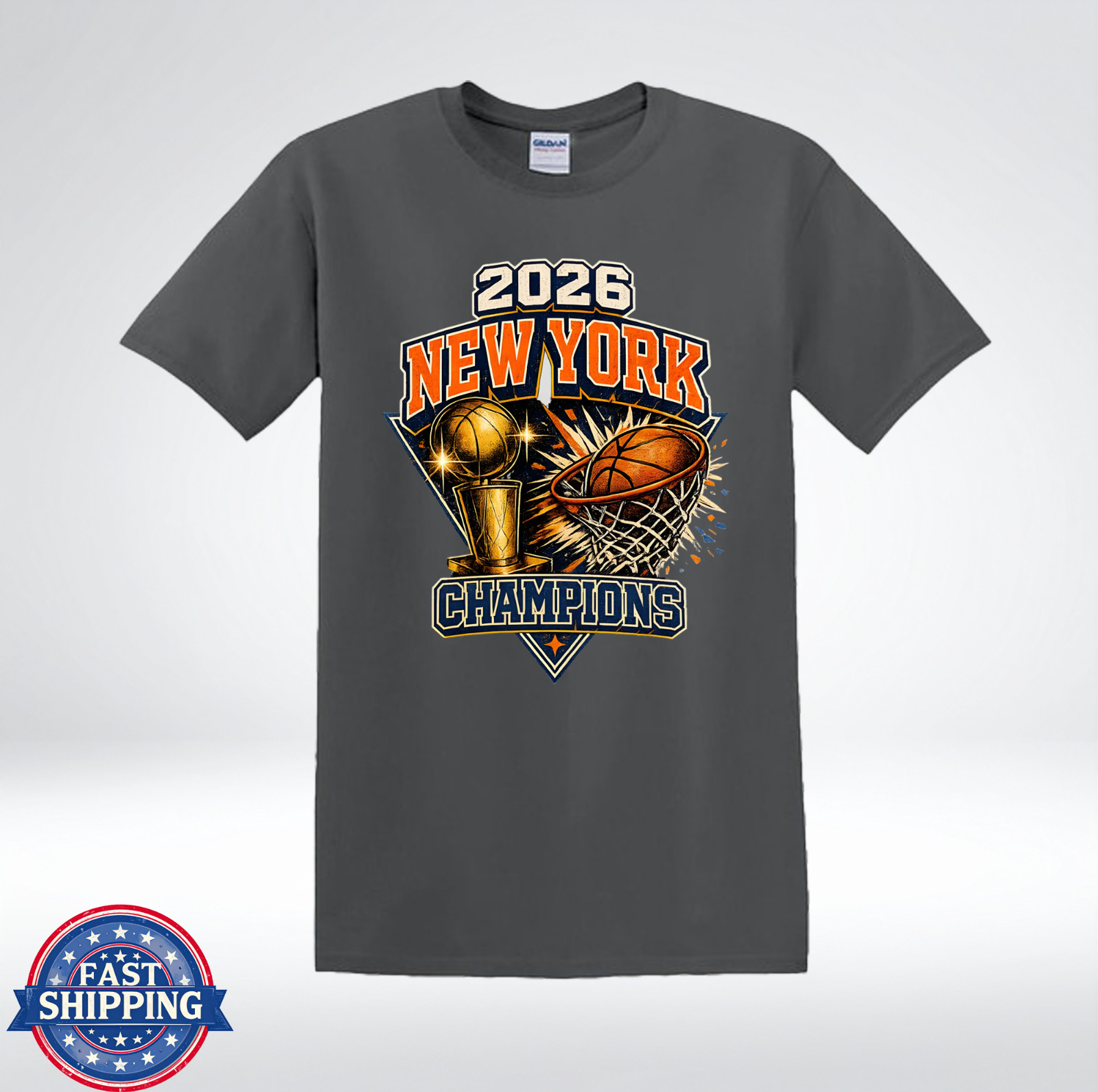 NYC Basketball Champions 2026 Victory Trophy Retro Sports T-Shirt