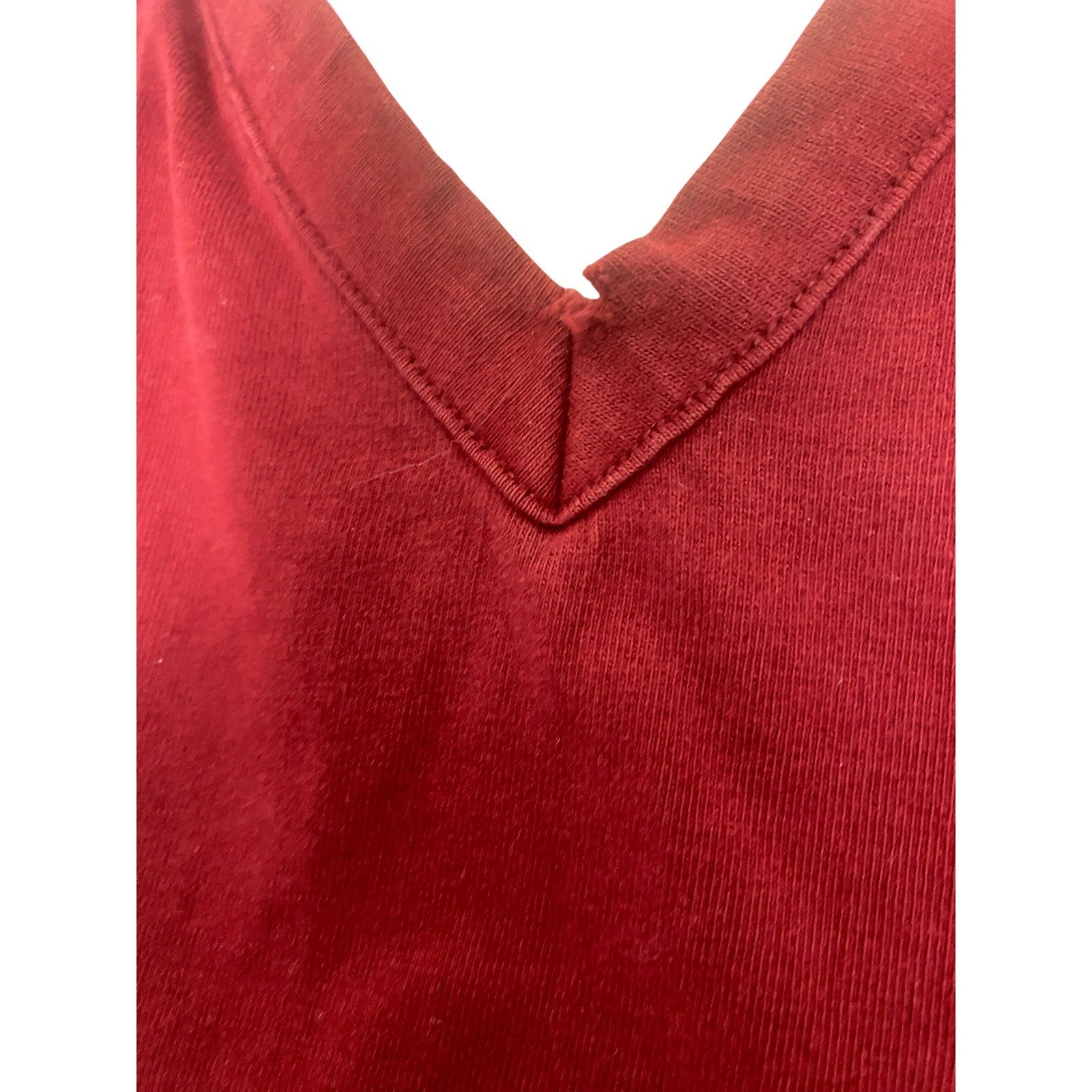 Vintage Tommy Jeans Mens Large Red V Neck Pocket T Shirt Flag Logo 90s
