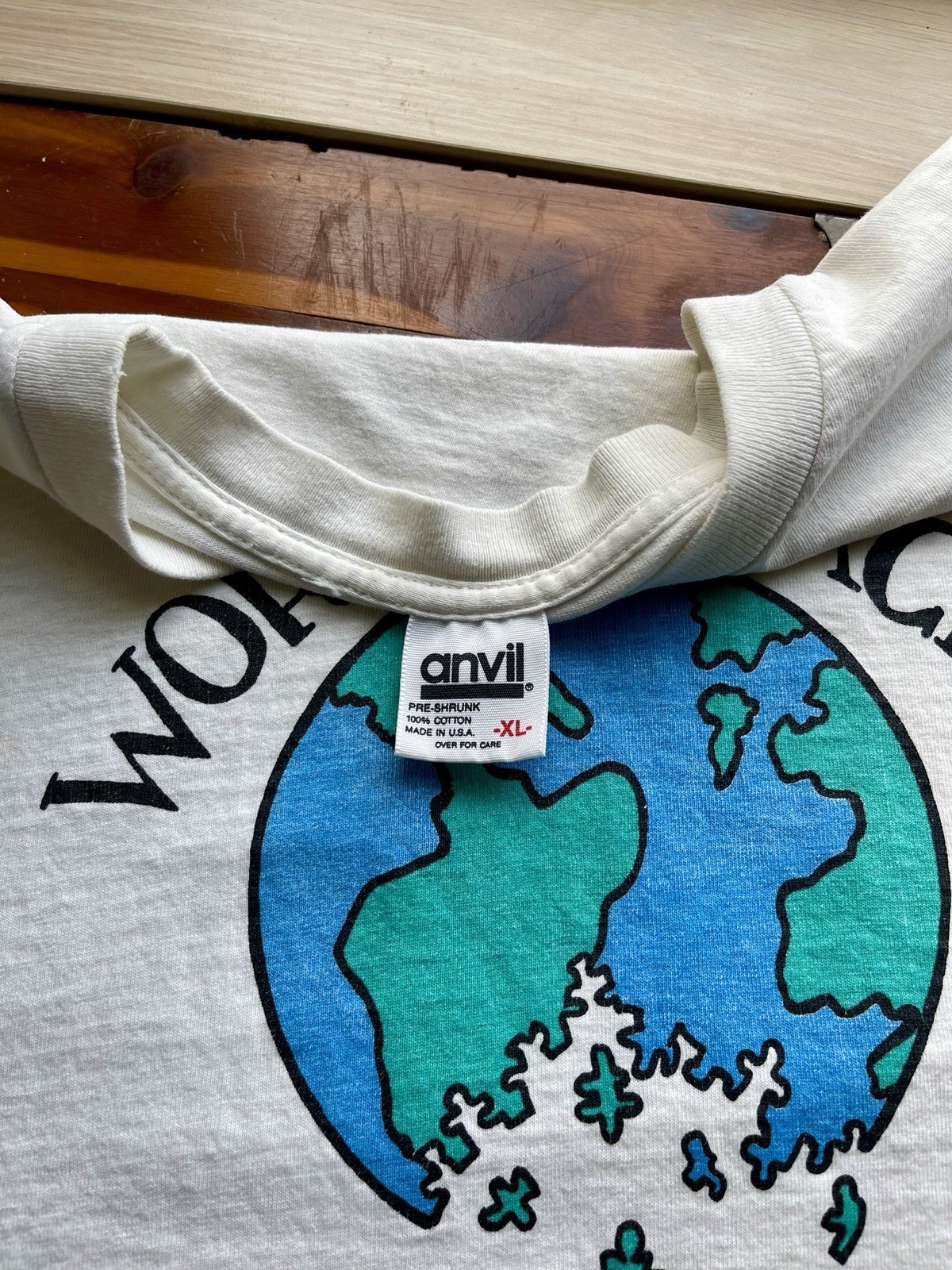 Vintage 1990’s World Peace Not Pieces Big Graphic Earth Peace Shirt