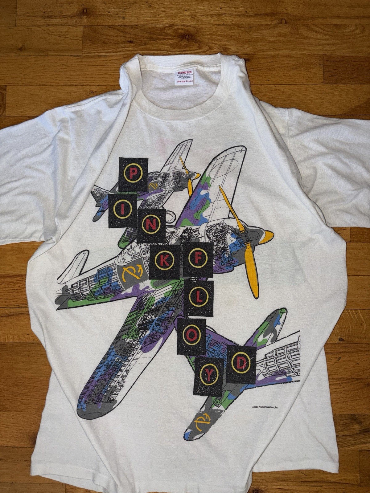 HANDTEX Pink Floyd World Tour White Graphic Print Crew Neck T-Shirt One Size