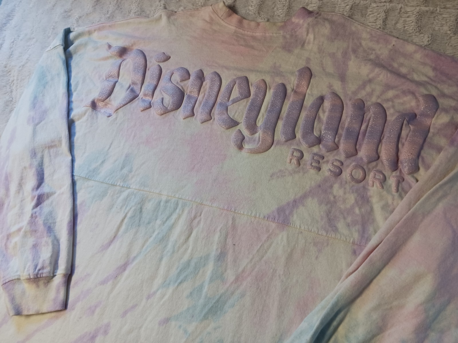 Disneyland Spirit Jersey T Shirt Adult XL Long Sleeve Pastel Pink/Purple Glitter
