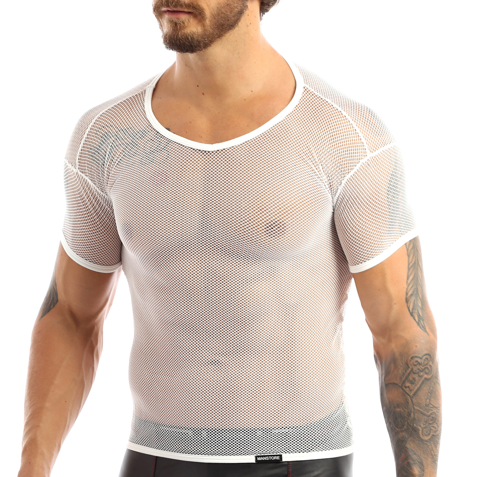 US Men Clubwear Cutout T-Shirt Tank Top Tops Fishnet Vest Sleepwear Blouse Sport