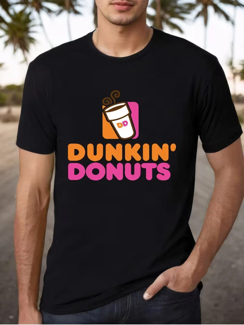 Funny Coffee and Donuts Lover T-Shirt Retro Pink Orange Breakfast Graphic Tee