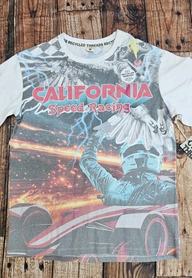 Recycled Threads California Speed Racing T Shirt M Front Back Graphic NWT Eagle