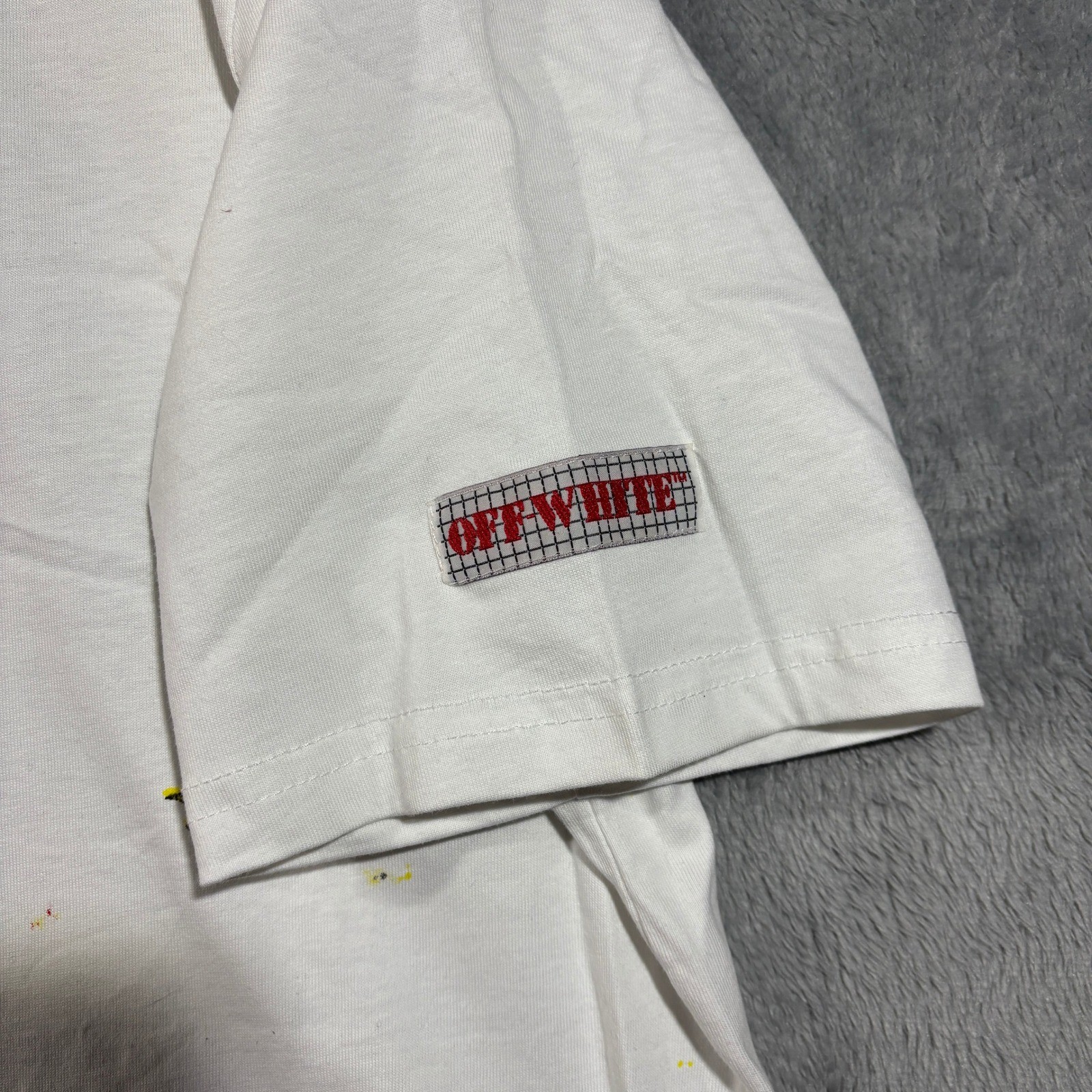Off White Main Label Graphic T Shirt Adult XL White Paint Splatter Virgil Abloh