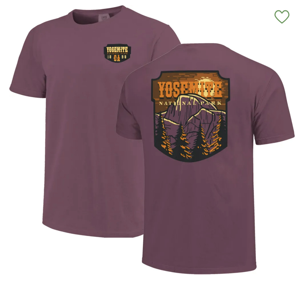 Comfort Colors Men’s Yosemite National Park T-Shirt M Berry Rustic Sunset Shield
