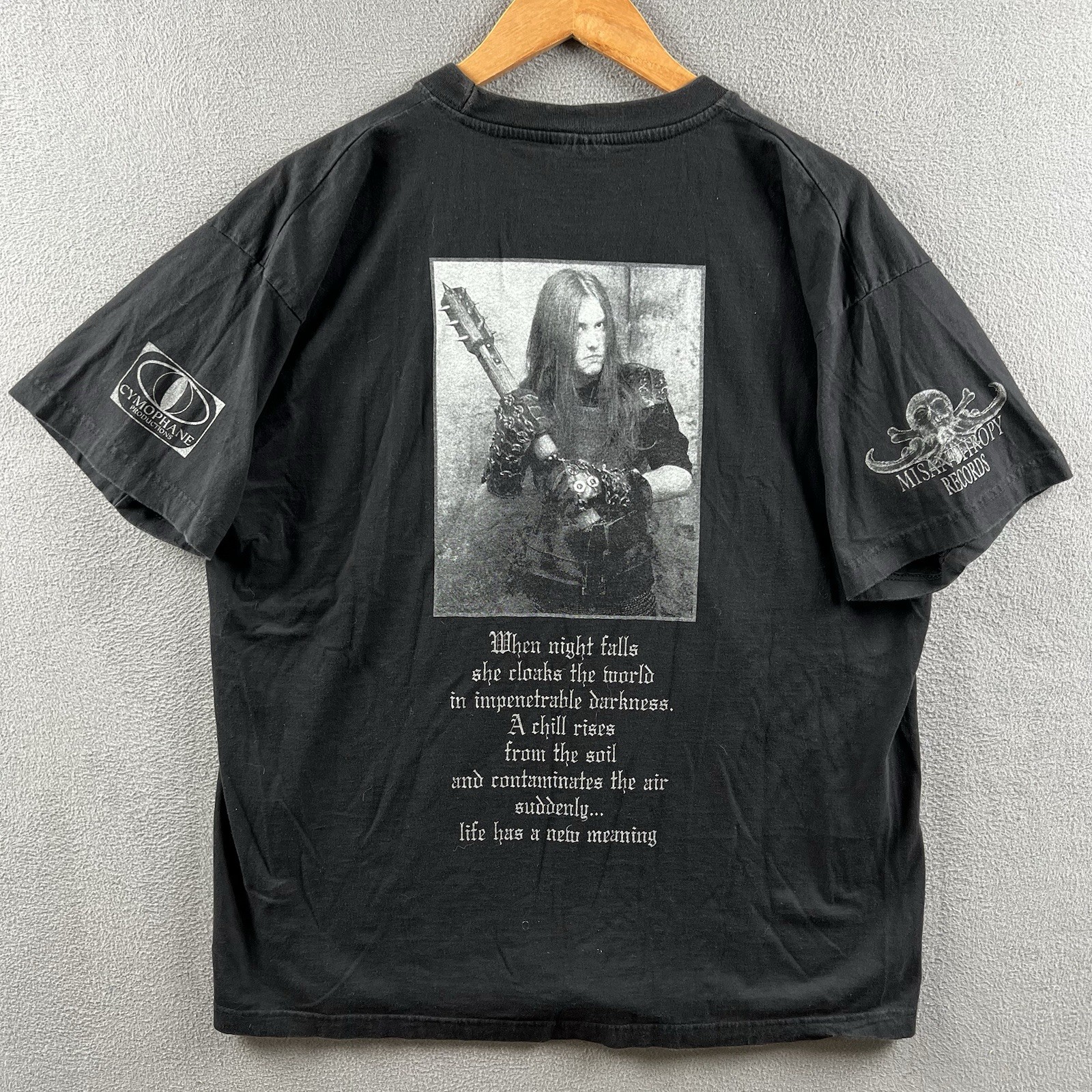 Vintage 1Burzum Shirt Mens XL Black When Night Falls Misanthropy Records RARE OG