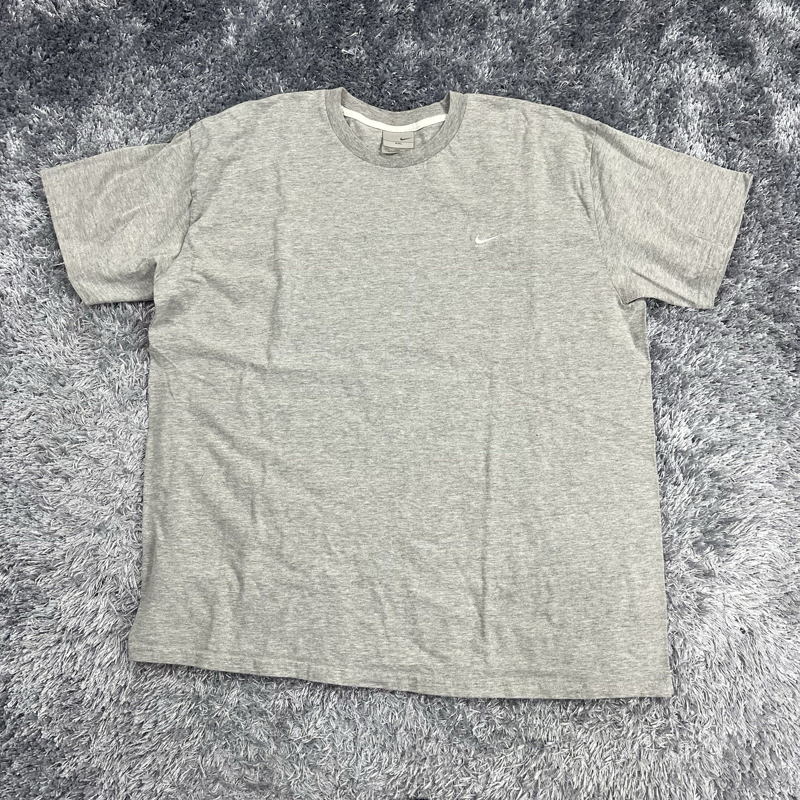 Vintage Nike Shirt Adult XXL Gray Embroidered Swoosh Logo Tee Y2K Casual Men 2XL