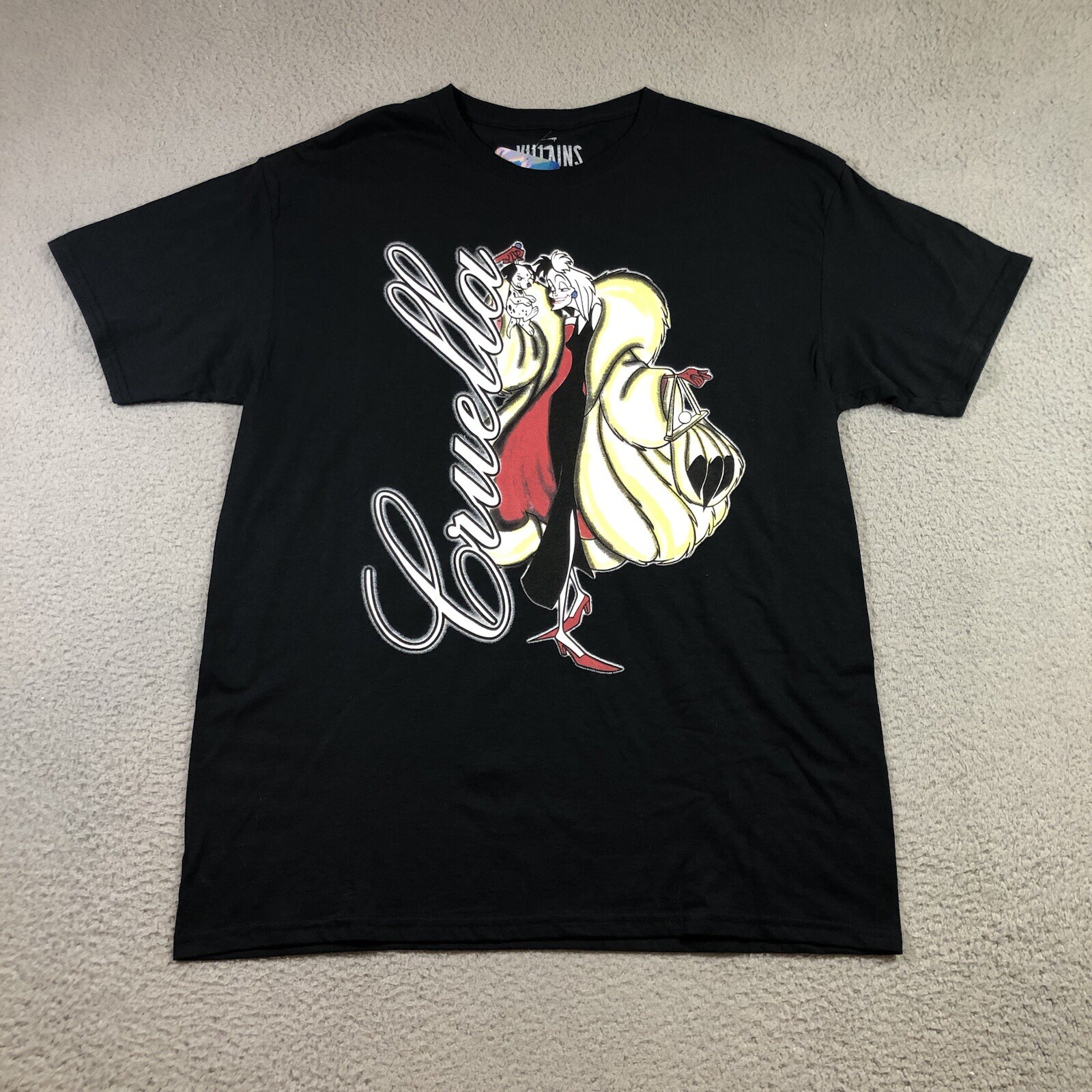 Disney Villains T shirt mens L Black Cruella De Vil 101 Dalmatians